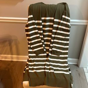 Talbots cardigan 2X olive green and white